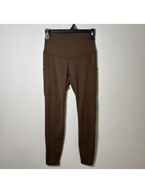 Popflex Supersculpt Leggings With Pockets Chocolate Brown Size S 27” Inseam Gym